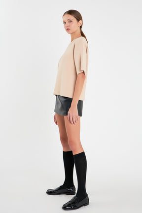 ENGLISH FACTORY - Collar Knit Half Sleeves Top - TOPS available at Objectrare