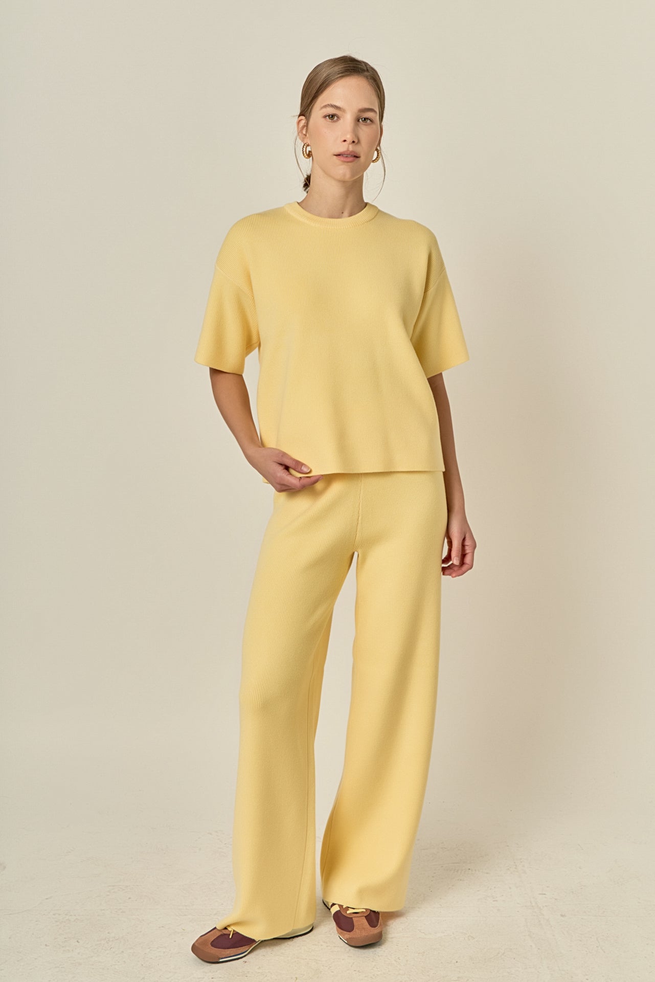 ENGLISH FACTORY - Collar Knit Half Sleeves Top - TOPS available at Objectrare