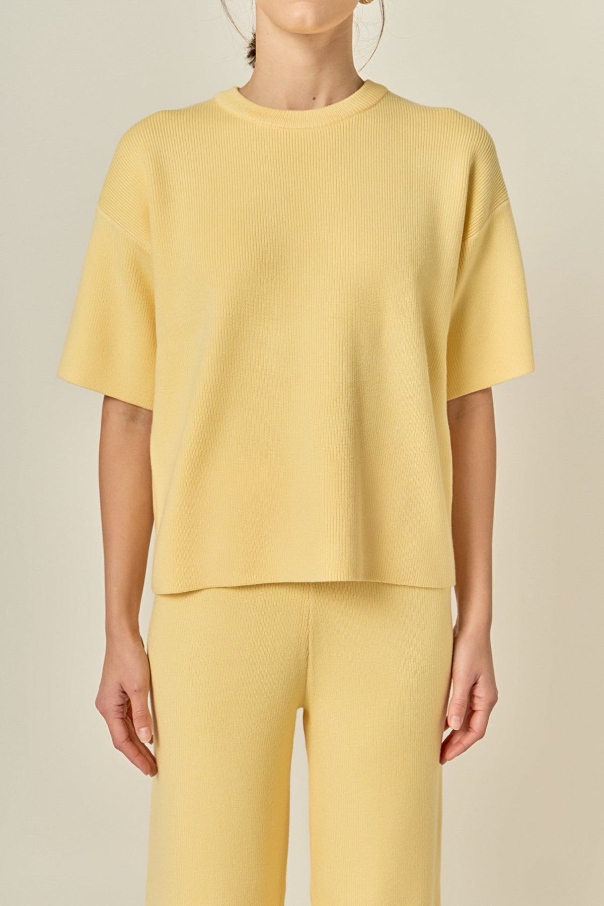 ENGLISH FACTORY - Collar Knit Half Sleeves Top - TOPS available at Objectrare