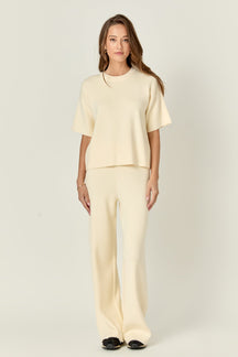 ENGLISH FACTORY - Collar Knit Half Sleeves Top - TOPS available at Objectrare