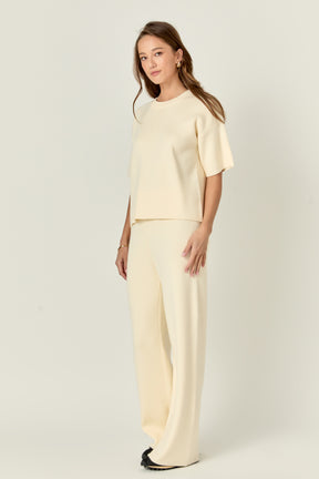 Collar Knit Half Sleeves Top