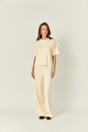 Collar Knit Half Sleeves Top