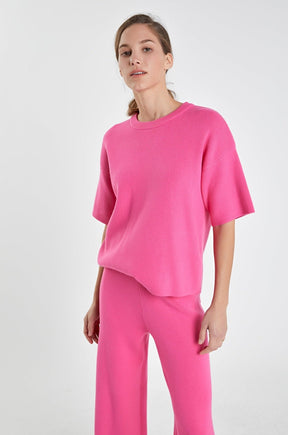 ENGLISH FACTORY - English Factory - Collar Knit Half Sleeves Top - TOPS available at Objectrare