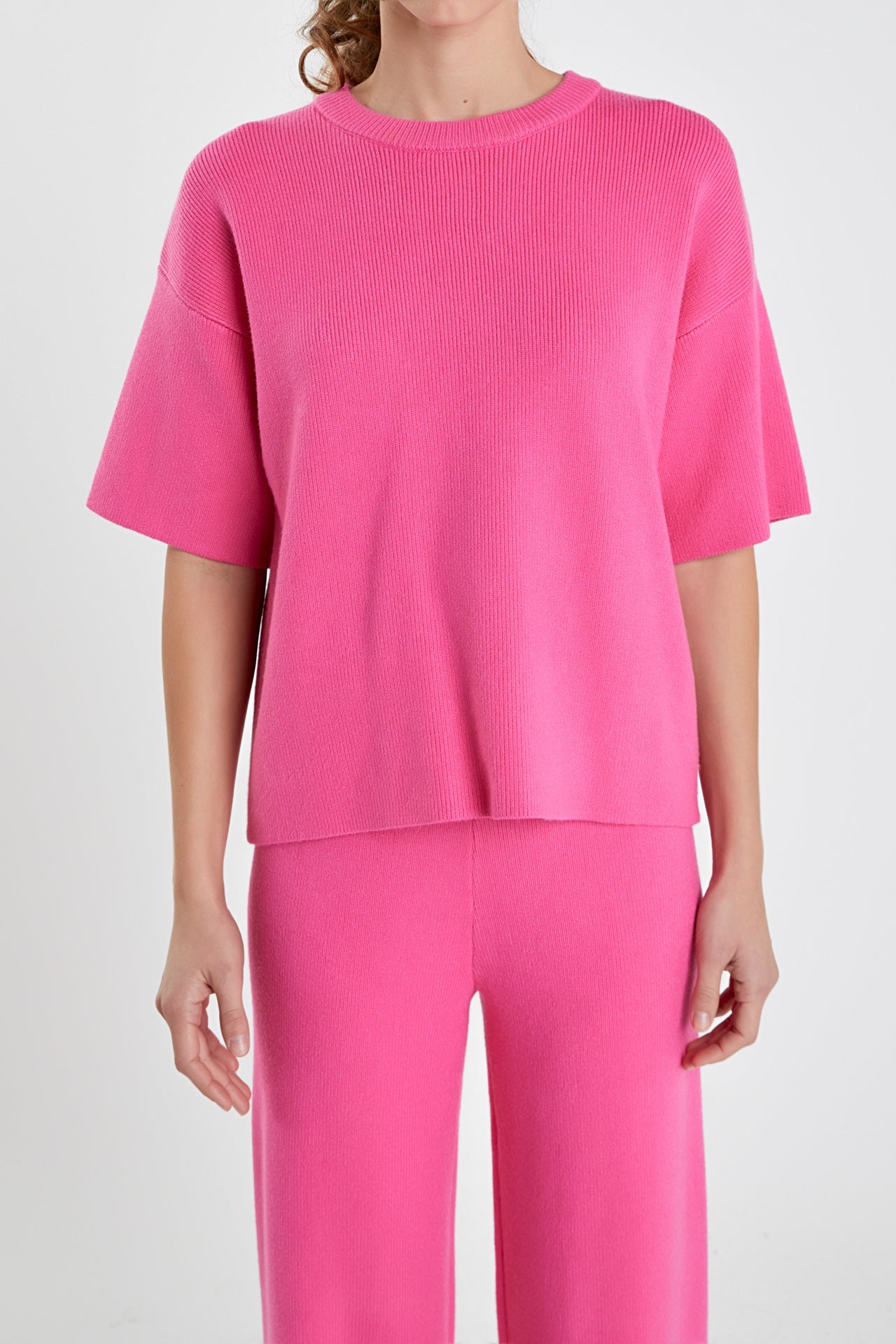 ENGLISH FACTORY - Collar Knit Half Sleeves Top - TOPS available at Objectrare