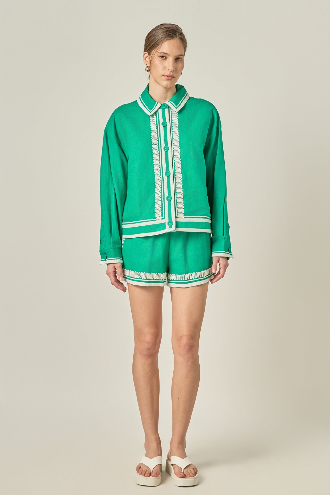 ENGLISH FACTORY - The Giselle Embroidered Shorts - SHORTS available at Objectrare
