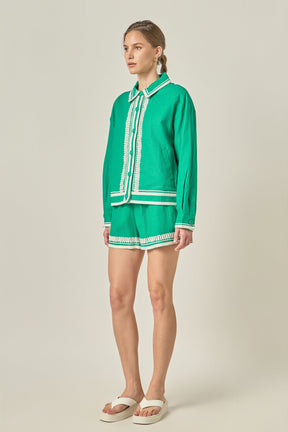 ENGLISH FACTORY - The Giselle Embroidered Shorts - SHORTS available at Objectrare