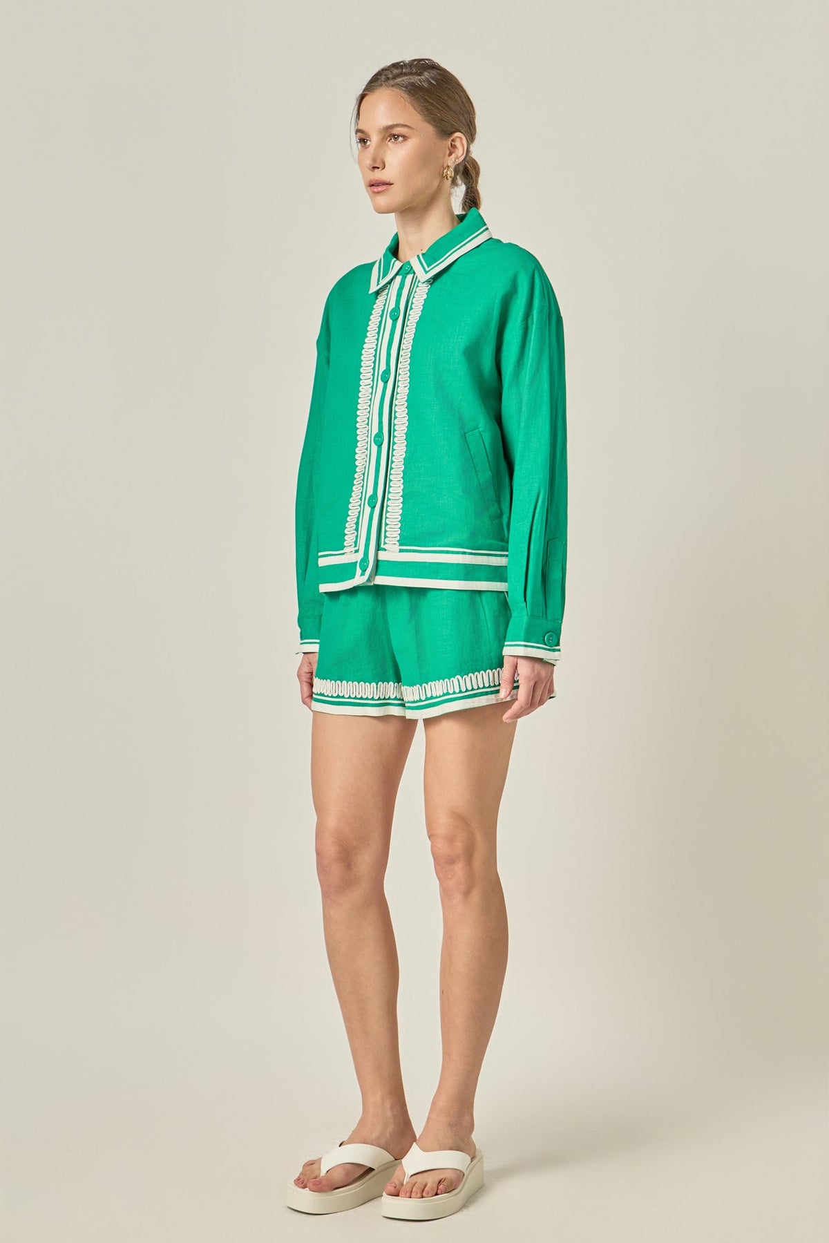 ENGLISH FACTORY - The Giselle Embroidered Shorts - SHORTS available at Objectrare