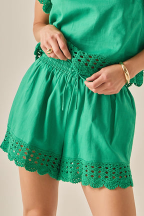 ENGLISH FACTORY - The Elara Embroidered Shorts - SHORTS available at Objectrare