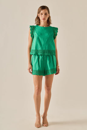 ENGLISH FACTORY - The Elara Embroidered Shorts - SHORTS available at Objectrare