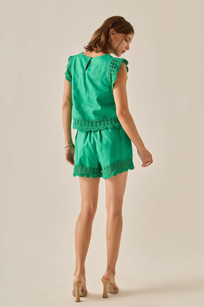 ENGLISH FACTORY - The Elara Embroidered Shorts - SHORTS available at Objectrare