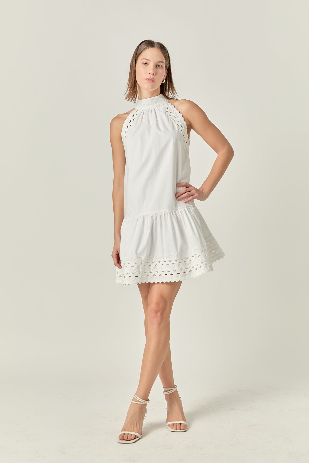 ENGLISH FACTORY - English Factory - Scallop Detailed Halter Mini Dress - DRESSES available at Objectrare