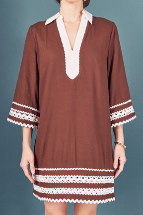 ENGLISH FACTORY - Ric Rac Tunic Mini Dress - DRESSES available at Objectrare