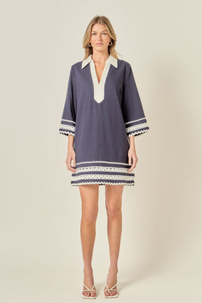 ENGLISH FACTORY - Ric Rac Tunic Mini Dress - DRESSES available at Objectrare