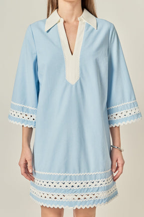 ENGLISH FACTORY - Ric Rac Tunic Mini Dress - DRESSES available at Objectrare