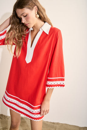 ENGLISH FACTORY - Ric Rac Tunic Mini Dress - DRESSES available at Objectrare