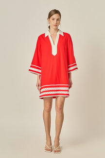 ENGLISH FACTORY - Ric Rac Tunic Mini Dress - DRESSES available at Objectrare