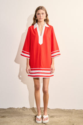 ENGLISH FACTORY - Ric Rac Tunic Mini Dress - DRESSES available at Objectrare