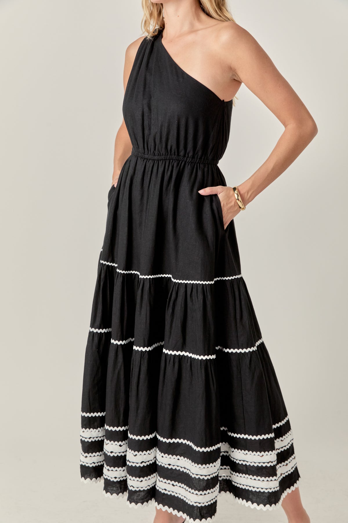 ENGLISH FACTORY - Scallop Detailed One Shoulder Maxi Dress - DRESSES available at Objectrare