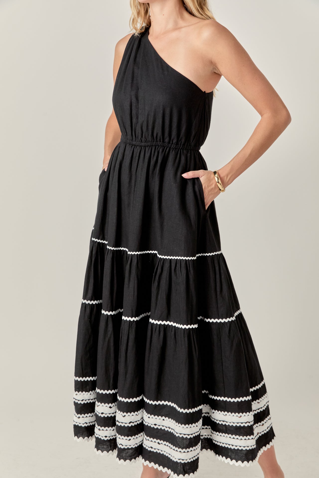 ENGLISH FACTORY - Scallop Detailed One Shoulder Maxi Dress - DRESSES available at Objectrare