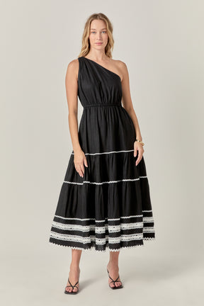 ENGLISH FACTORY - Scallop Detailed One Shoulder Maxi Dress - DRESSES available at Objectrare
