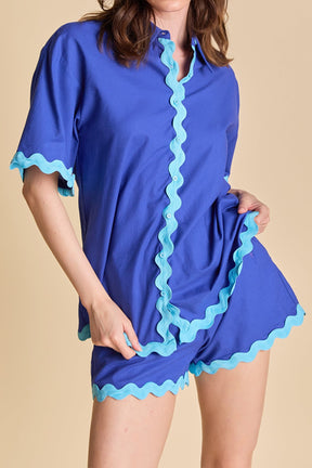 ENGLISH FACTORY - Scallop Detailed Short Sleeves Shirt - BLOUSES available at Objectrare