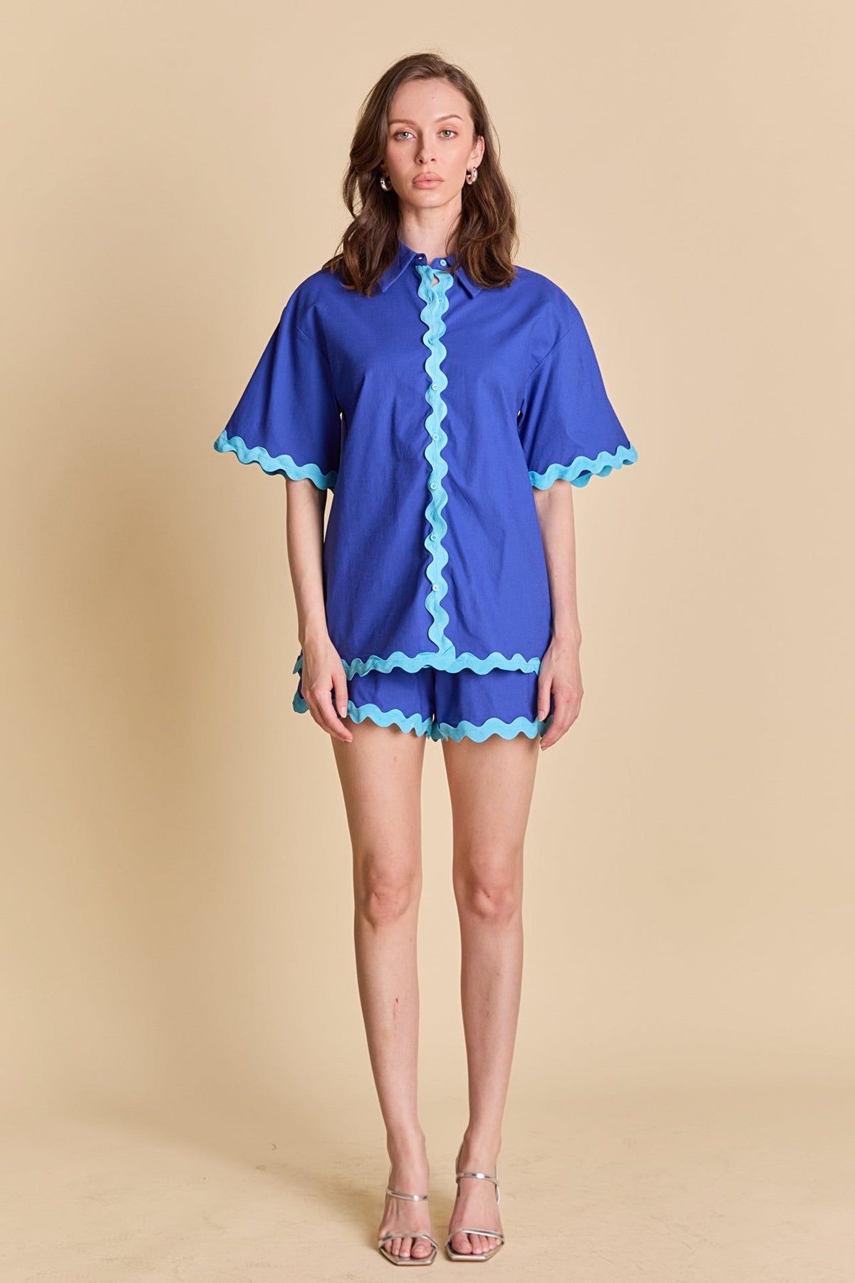 ENGLISH FACTORY - Scallop Detailed Short Sleeves Shirt - TOPS available at Objectrare