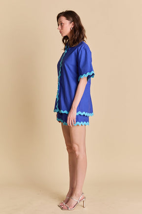 ENGLISH FACTORY - Scallop Detailed Short Sleeves Shirt - BLOUSES available at Objectrare