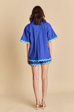 ENGLISH FACTORY - Scallop Detailed Short Sleeves Shirt - BLOUSES available at Objectrare