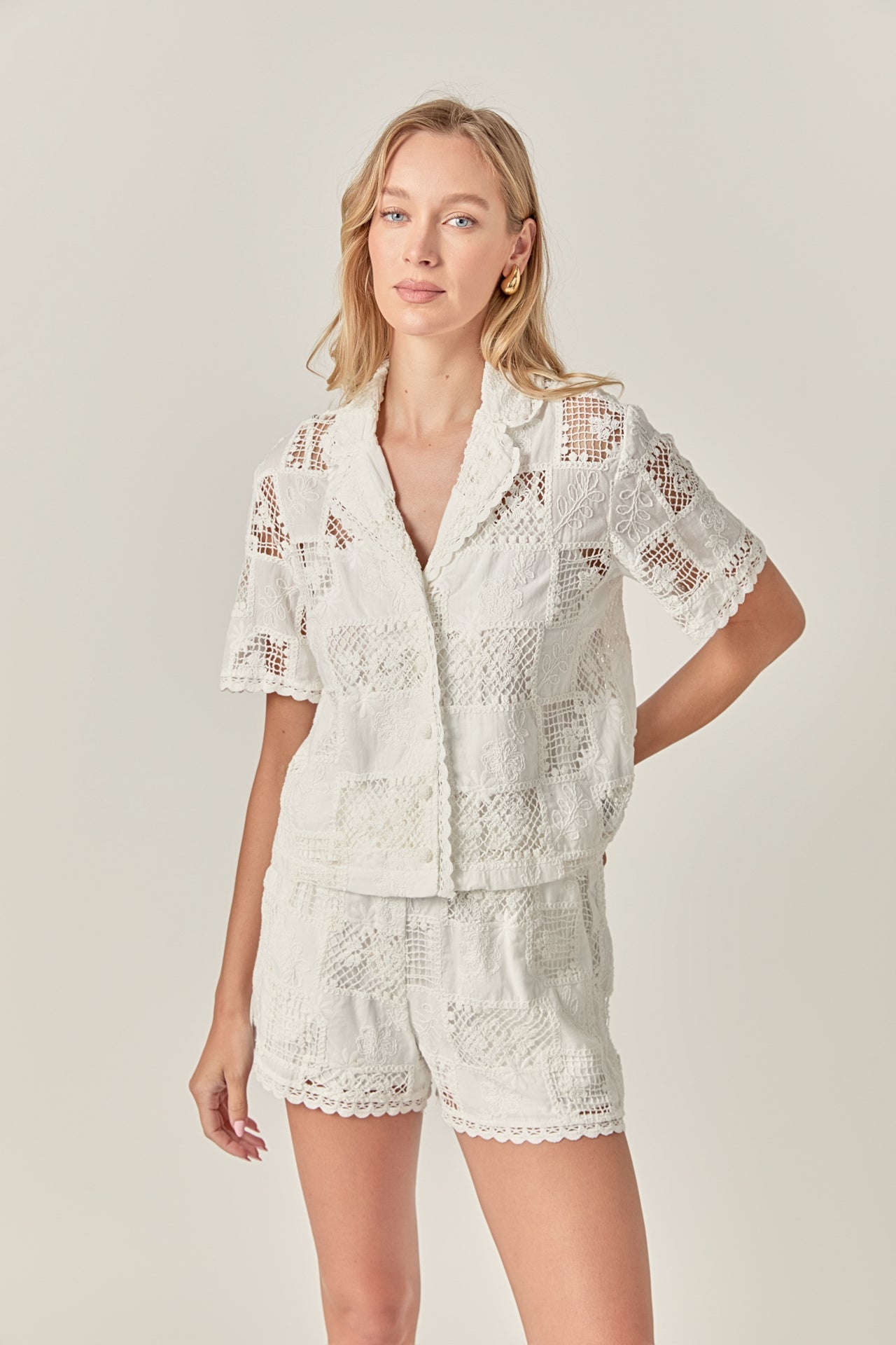 ENGLISH FACTORY - Scallop Edge Embroidered Shirt - BLOUSES available at Objectrare
