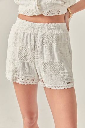 ENGLISH FACTORY - Scallop Edge Embroidered Shorts - SHORTS available at Objectrare