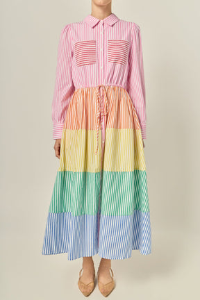 ENGLISH FACTORY - Sunni Colorblock Midi Shirt Dress - DRESSES available at Objectrare