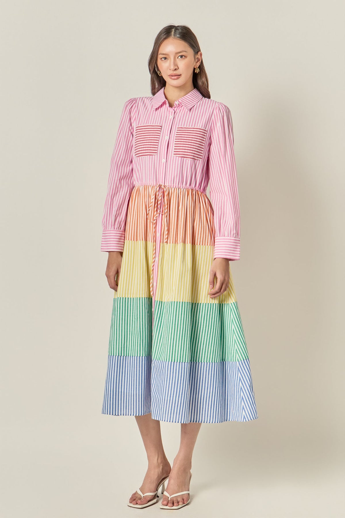 ENGLISH FACTORY - Sunni Colorblock Midi Shirt Dress - DRESSES available at Objectrare