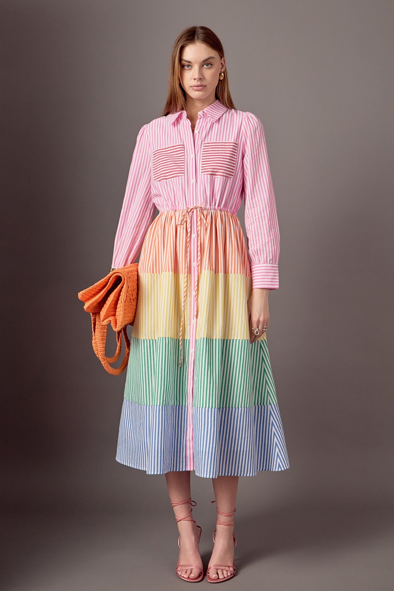 ENGLISH FACTORY - Sunni Colorblock Midi Shirt Dress - DRESSES available at Objectrare