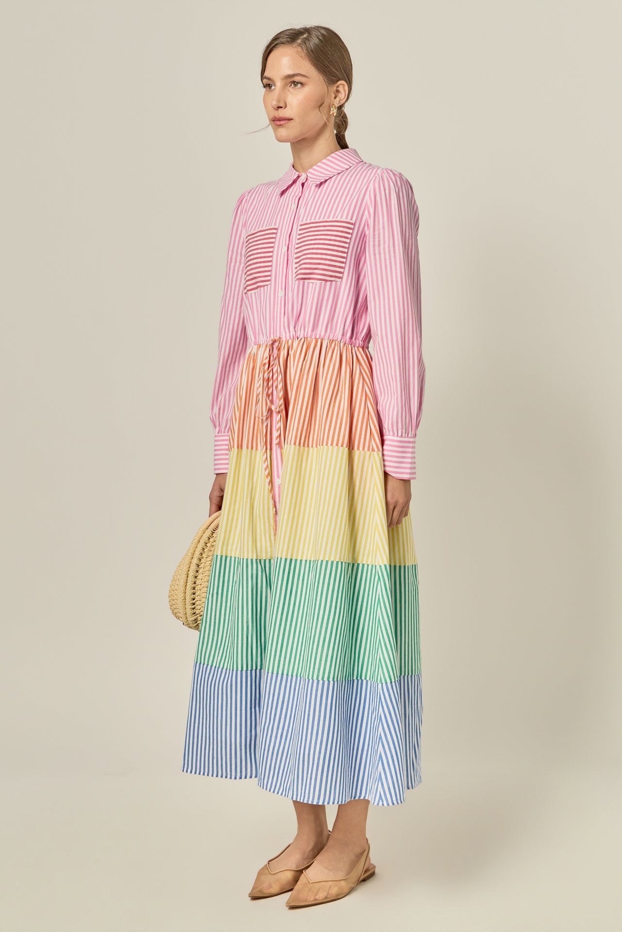 ENGLISH FACTORY - Sunni Colorblock Midi Shirt Dress - DRESSES available at Objectrare