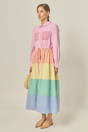 ENGLISH FACTORY - Sunni Colorblock Midi Shirt Dress - DRESSES available at Objectrare