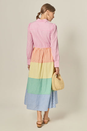 ENGLISH FACTORY - Sunni Colorblock Midi Shirt Dress - DRESSES available at Objectrare