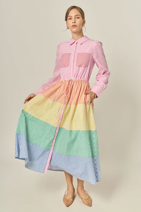 ENGLISH FACTORY - Sunni Colorblock Midi Shirt Dress - DRESSES available at Objectrare