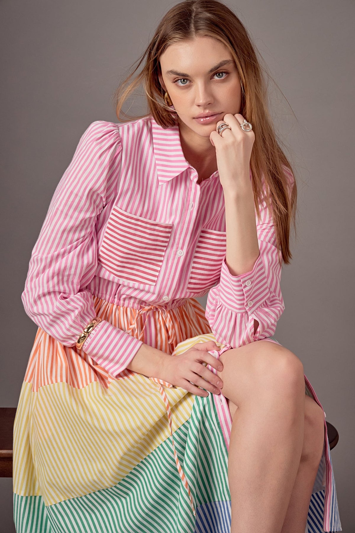 Sunni Colorblock Midi Shirt Dress