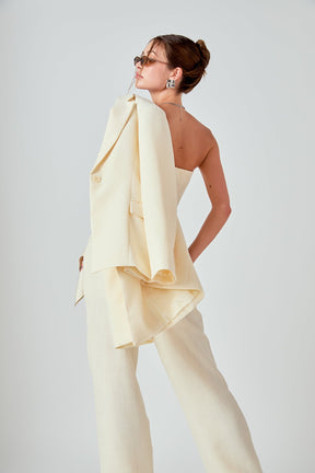 ENDLESS ROSE - Ashton Fitted Long Sleeve Buttoned Linen Jacket - JACKETS available at Objectrare