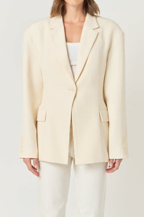 ENDLESS ROSE - Endless Rose - Ashton Fitted Long Sleeve Buttoned Linen Jacket - JACKETS available at Objectrare