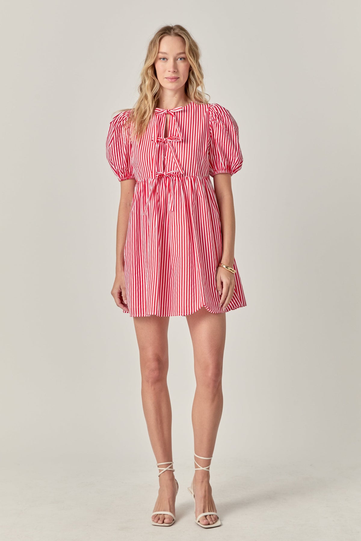 ENGLISH FACTORY - Bow Tie Puff Sleeve Mini Dress - DRESSES available at Objectrare