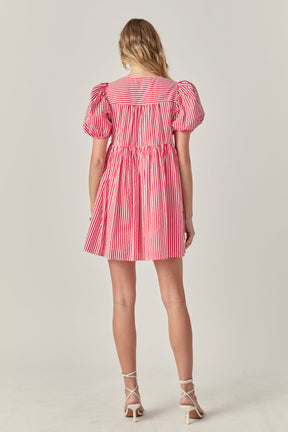 ENGLISH FACTORY - Bow Tie Puff Sleeve Mini Dress - DRESSES available at Objectrare