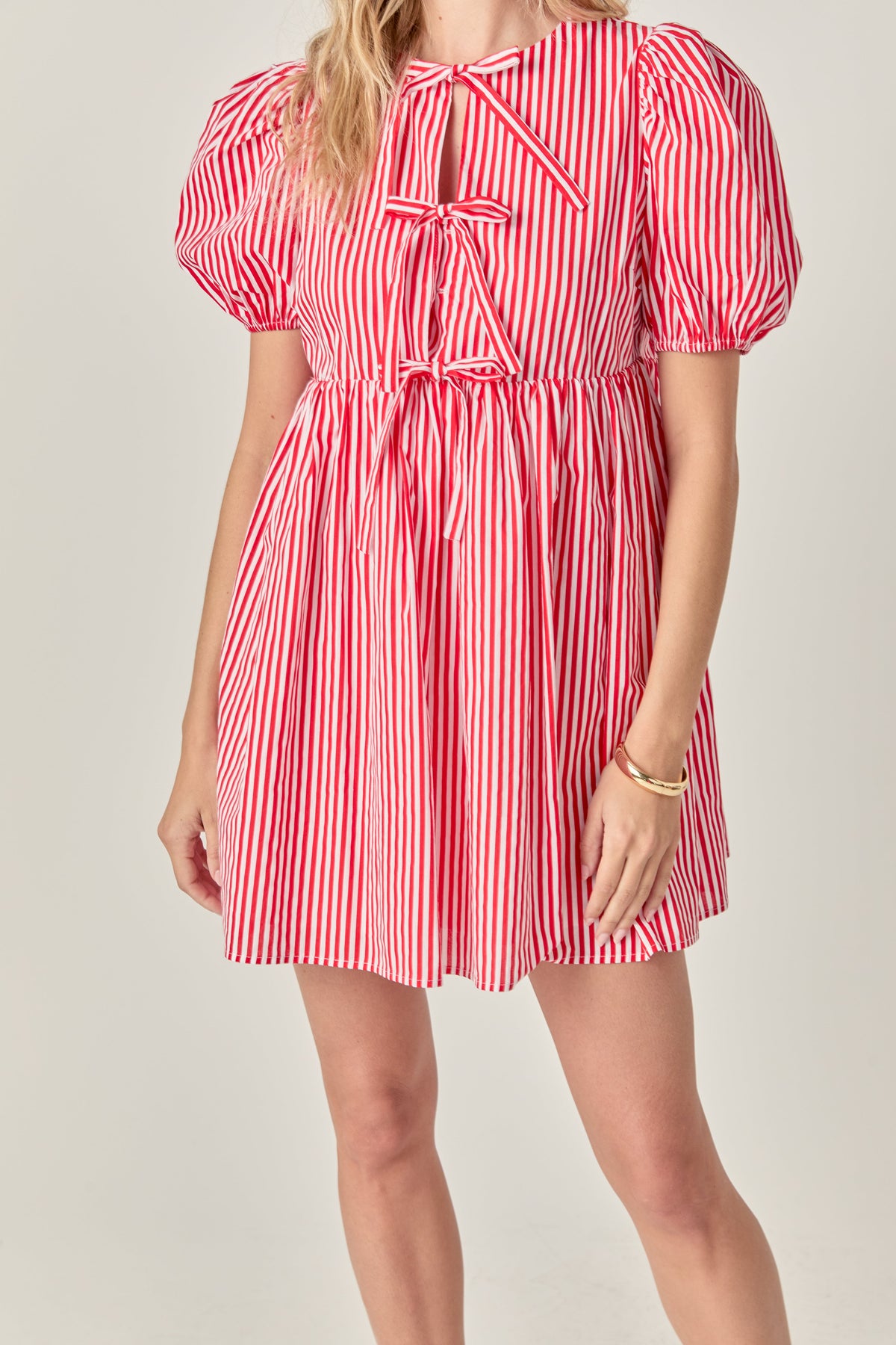 ENGLISH FACTORY - Bow Tie Puff Sleeve Mini Dress - DRESSES available at Objectrare