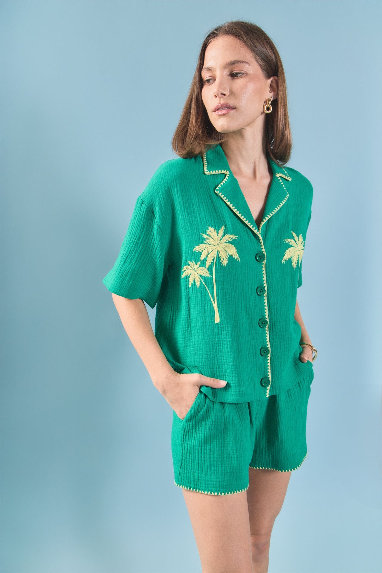ENGLISH FACTORY - Colette Tropical Embroidered Shirt - TOPS available at Objectrare