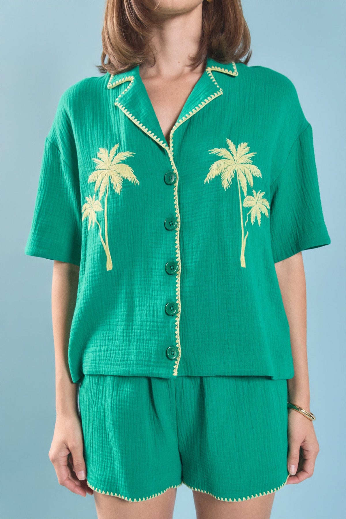 ENGLISH FACTORY - Colette Tropical Embroidered Shirt - TOPS available at Objectrare