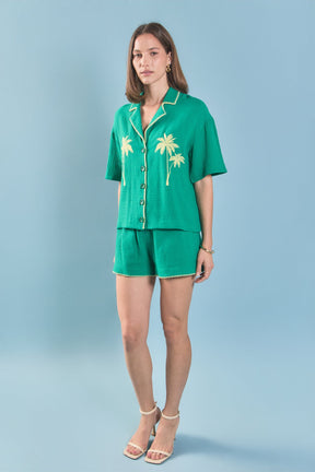 ENGLISH FACTORY - Colette Tropical Embroidered Shirt - TOPS available at Objectrare