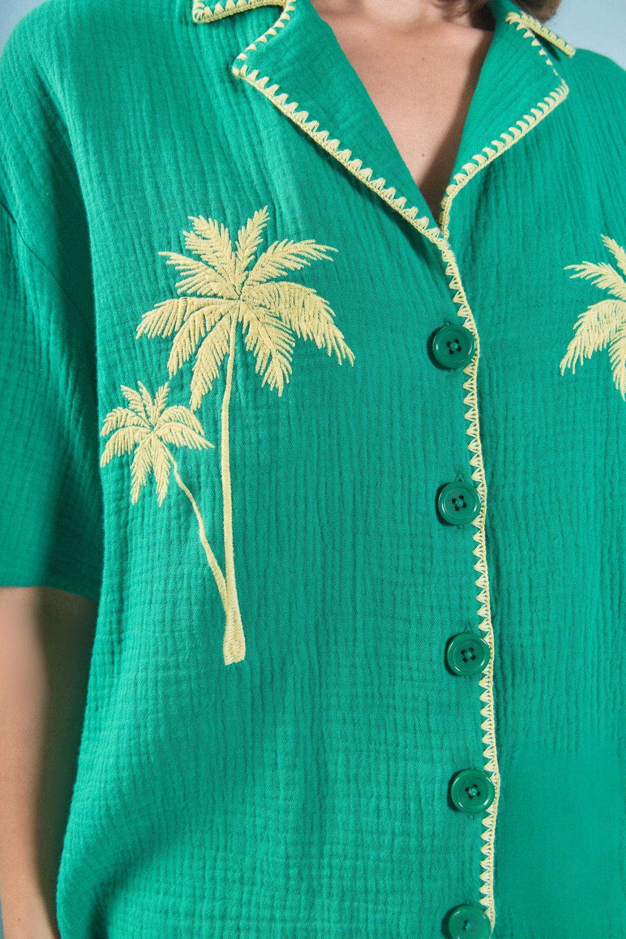 ENGLISH FACTORY - Colette Tropical Embroidered Shirt - TOPS available at Objectrare
