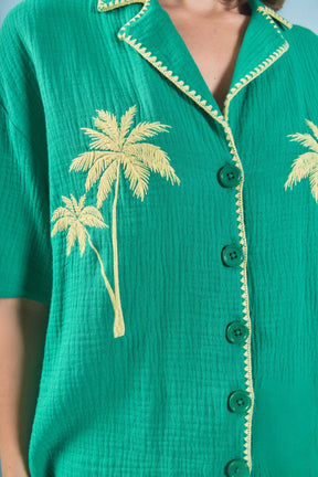 ENGLISH FACTORY - Colette Tropical Embroidered Shirt - TOPS available at Objectrare