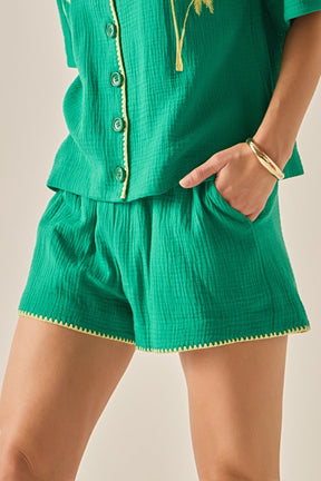 ENGLISH FACTORY - The Colette Tropical Embroidered Shorts - SHORTS available at Objectrare