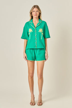 ENGLISH FACTORY - Colette Tropical Embroidered Shirt - TOPS available at Objectrare